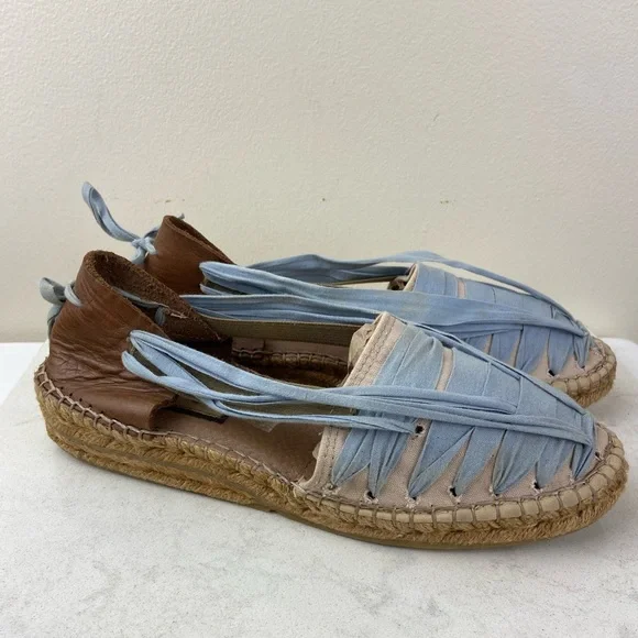 Anthropologie x Naguisa Ribbon Lace-Up Espadrilles Bohemian Sandals Shoes - Picture 9 of 10